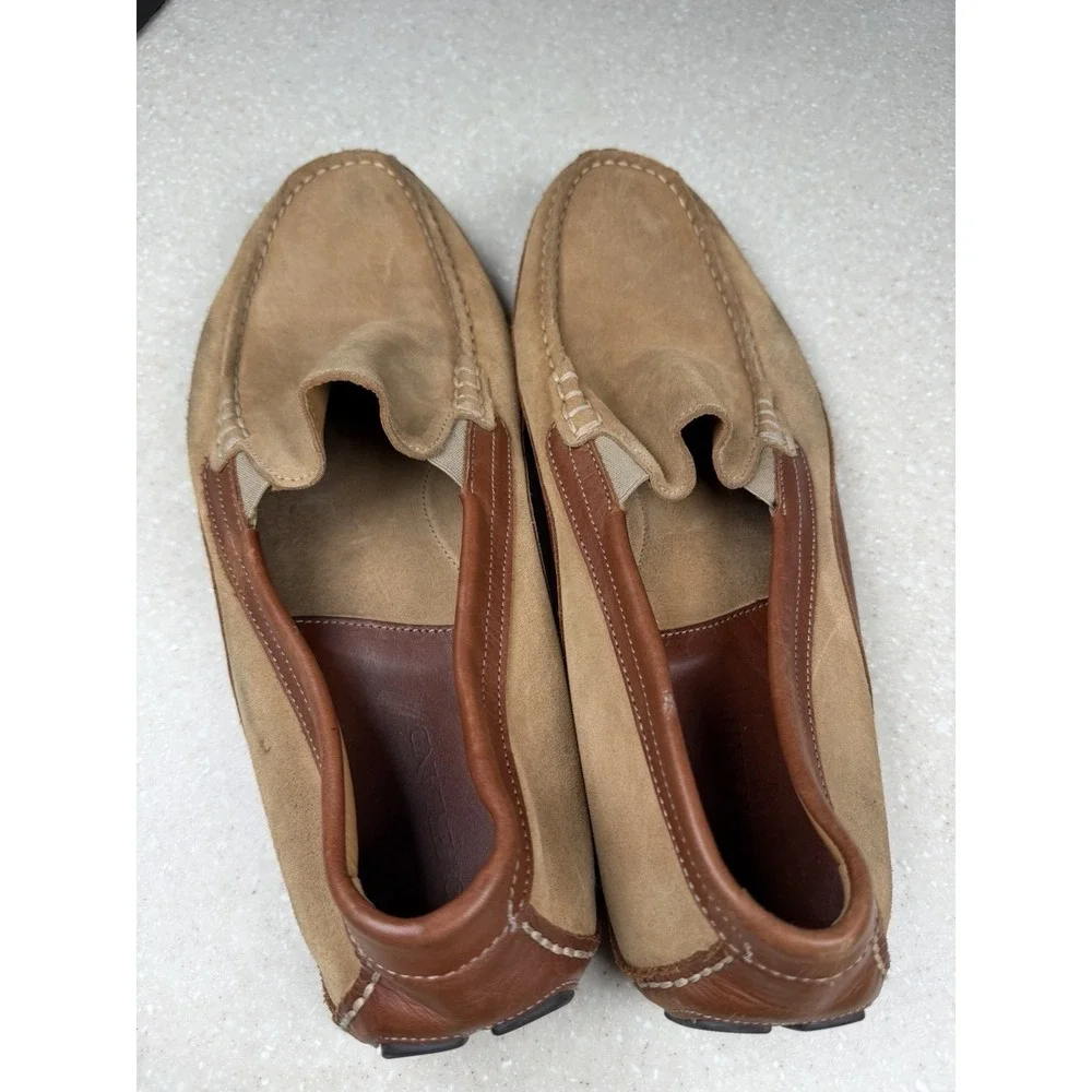 OVERLAND‎ Marco Suede & Leather Moccasin Shoes Khaki Cognac Sz 46 US 12?